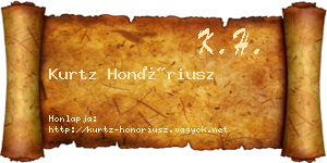 Kurtz Honóriusz névjegykártya